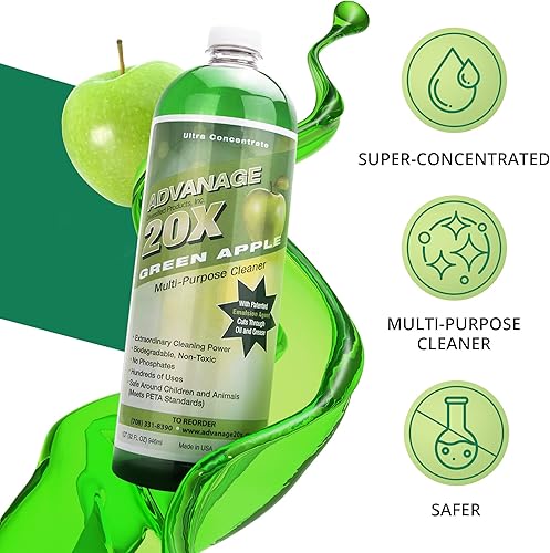 Miniatura 2 de Advanage 20X All Purpose Cleaner Concentrate – Green Apple Eco-Friendly Heavy Duty Degreaser, Multisurface Cleaner for Bathroom, Kitchen, Floors,