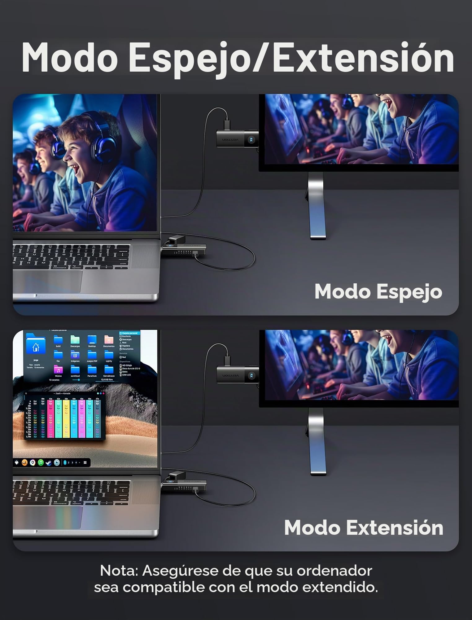 VENTION Transmisor y receptor inalámbrico HDMI, 1080P 60 Hz, transmisión inalámbrica 5G hasta 50 m/165 FT, transmisión inalámbrica HDMI para streaming vídeo audio file desde, portátil, proyector