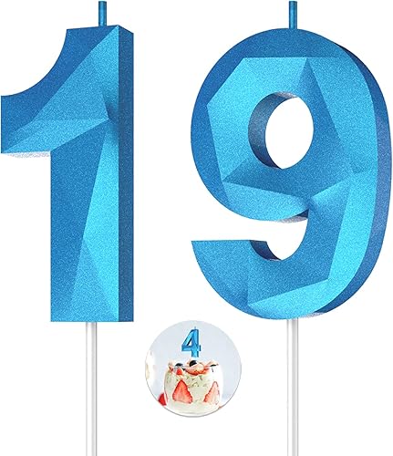 Miniatura 349 de Velas de cumpleaños con número (4 velas rojas) 3D con forma de diamante número Happy Birthday Cake Velas para fiesta de cumpleaños, boda, decoración