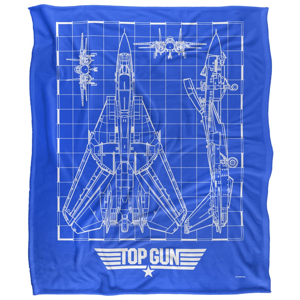 LOGOVISION Paramount - Top Gun Plane Bluprint Coperta super morbida al tatto setoso – 152 x 127 cm