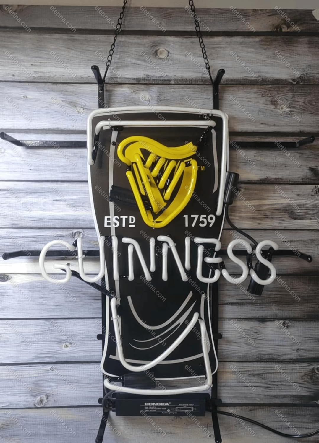 Neon Signs Beer Bar Bedroom Guinness's Harp Irish Sign Glass Neon Signs for Office Hotel Pub Cafe Birthday Party Man Cave Neon Light Art Wall Lights 24 X 20 Inches