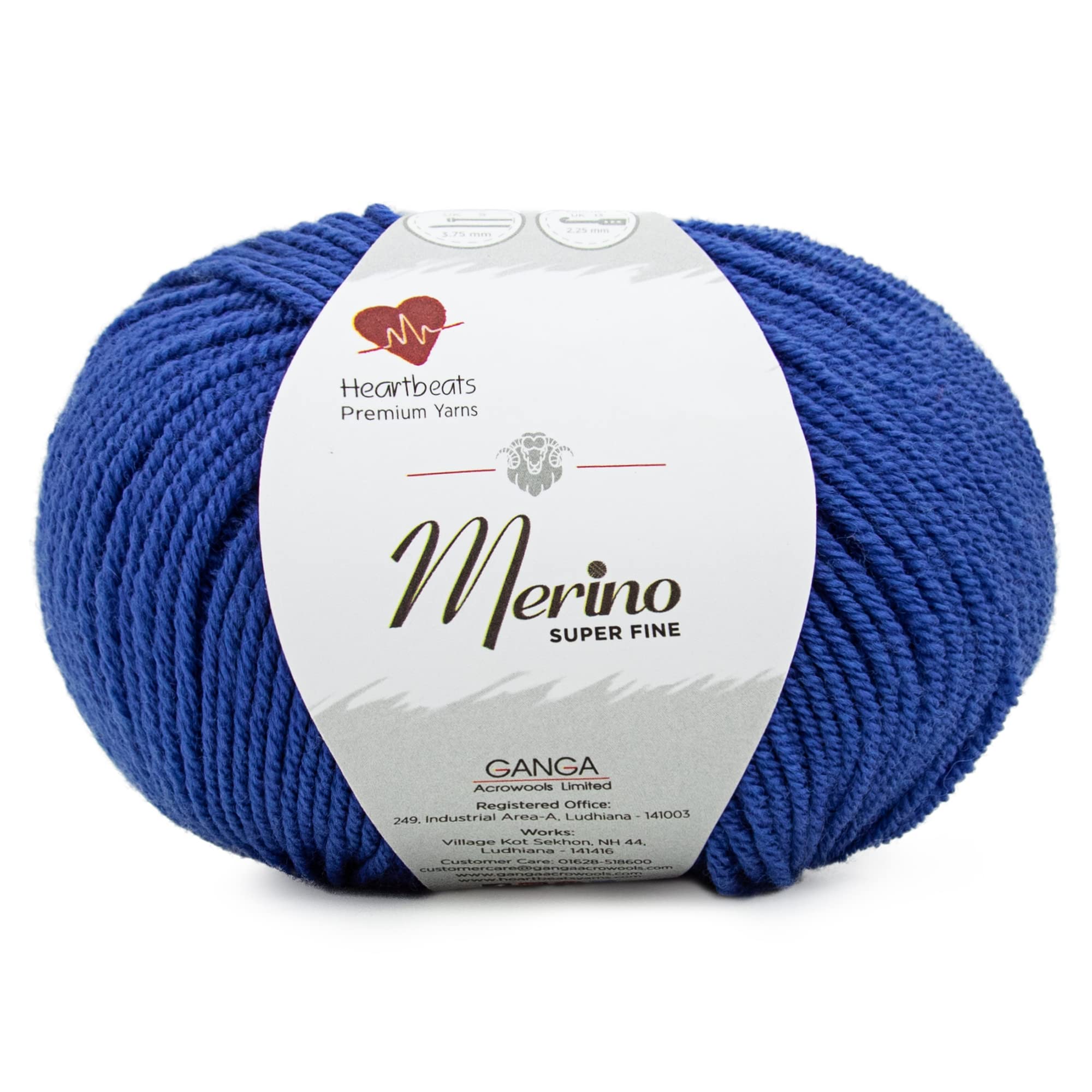 Heartbeats Merino Superfine,is 100% Pure New Wool Mark Certified. Oekotex Class 1 Certified. Pack of 2 Balls-50Gm Each. MSF25 Royal Blue