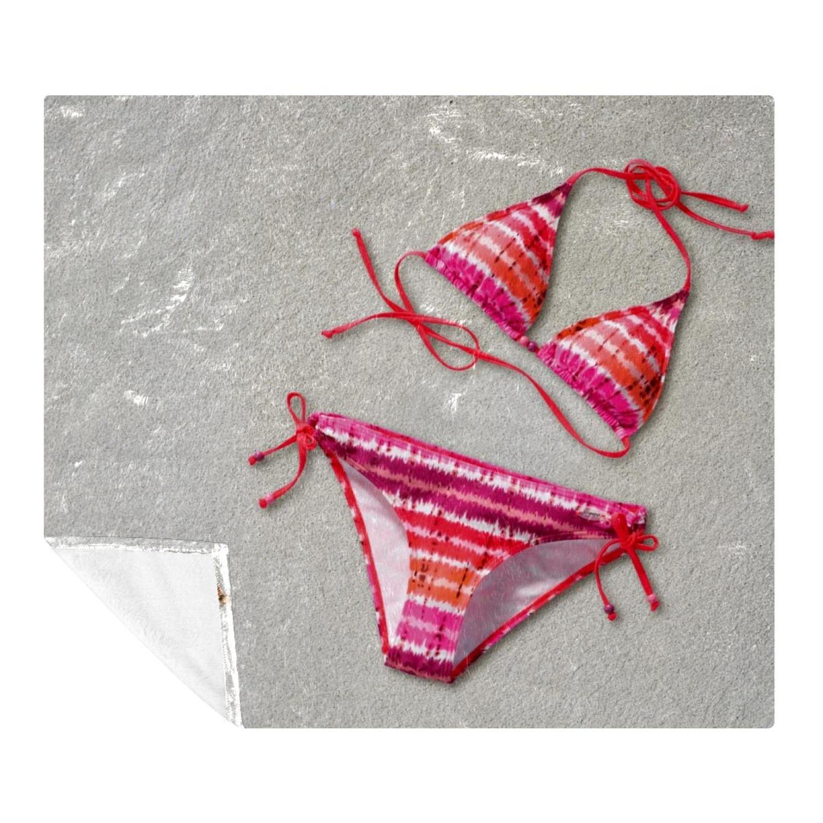 Koc polarowy narzuta, super miękki luksusowy koc pościelowy różowe bikini na plaży
