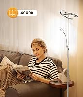 ANTENLICHT 2 az 1-ben Dimmelhető LED Állólámpa, Ezüst, 20W+7W Olvasólámpával, Távirányítós, 4 Színhőmérséklettel, 350° Forgatható, Nappali é 5