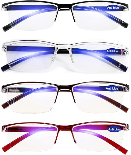 WEMOOTANTS Paquete de 4 lentes de lectura para mujer, con bloqueo de luz azul, lectores de semirborde 1.0 1.50 2.00 2.50 3.00 3.50 4.00 WEMOOTANTS Paquete de 4 lentes de lectura para mujer, con bloqueo de luz azul, lectores de semirborde 1.0 1.50 2.00 2.50 3.00 3.50 4.00