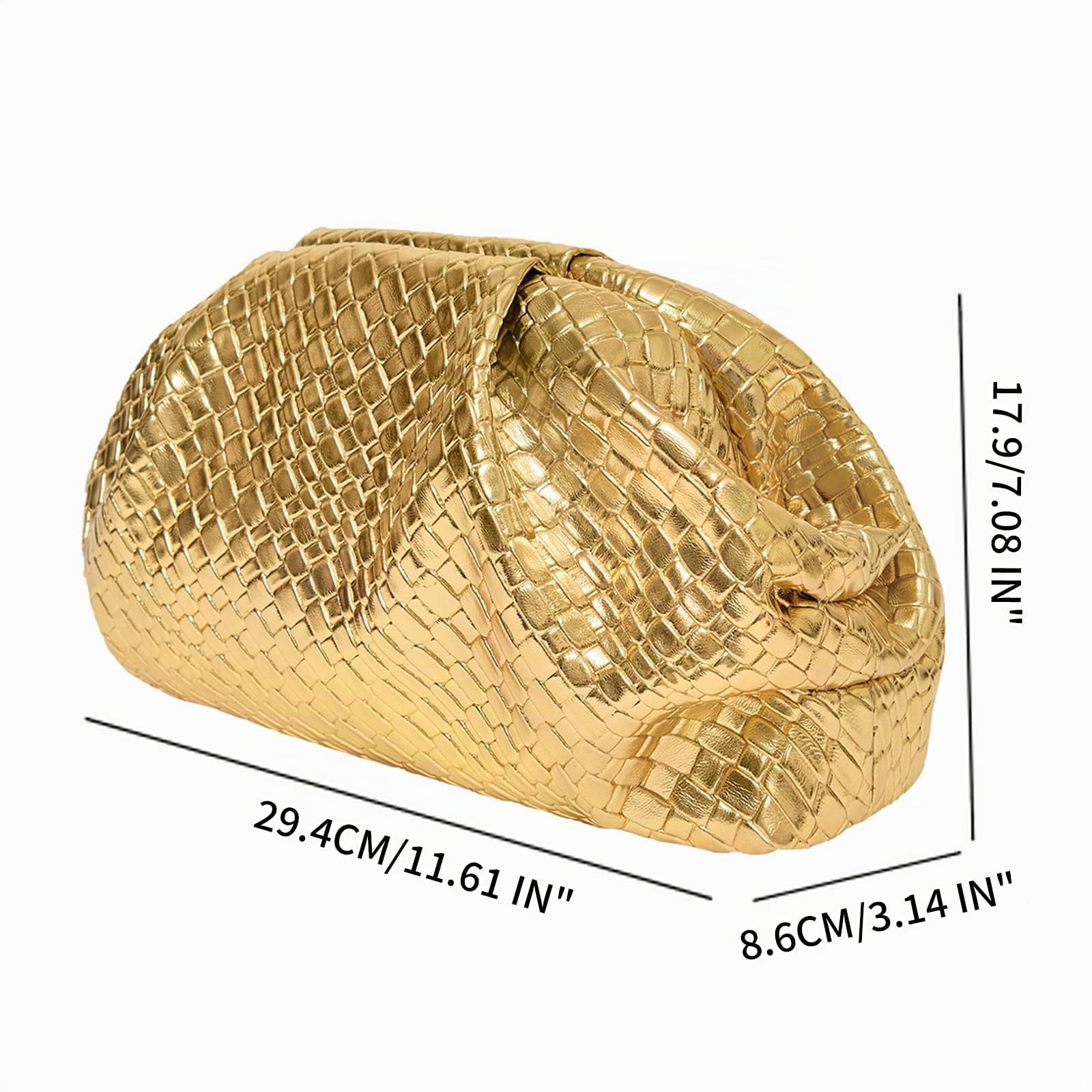 PHILOMENA Borsa da sera da donna in pelle vegana, pochette con ravioli, borsa increspata per feste, matrimoni, eleganti borse