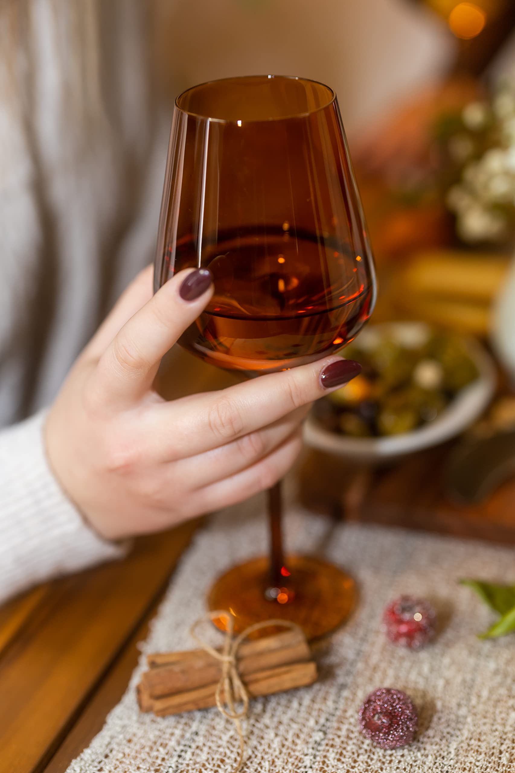 Saludi Dark Orange Wine Glasses - Set of 6 -6 Saludi Dark Orange Wine Glasses - Set of 6 -6