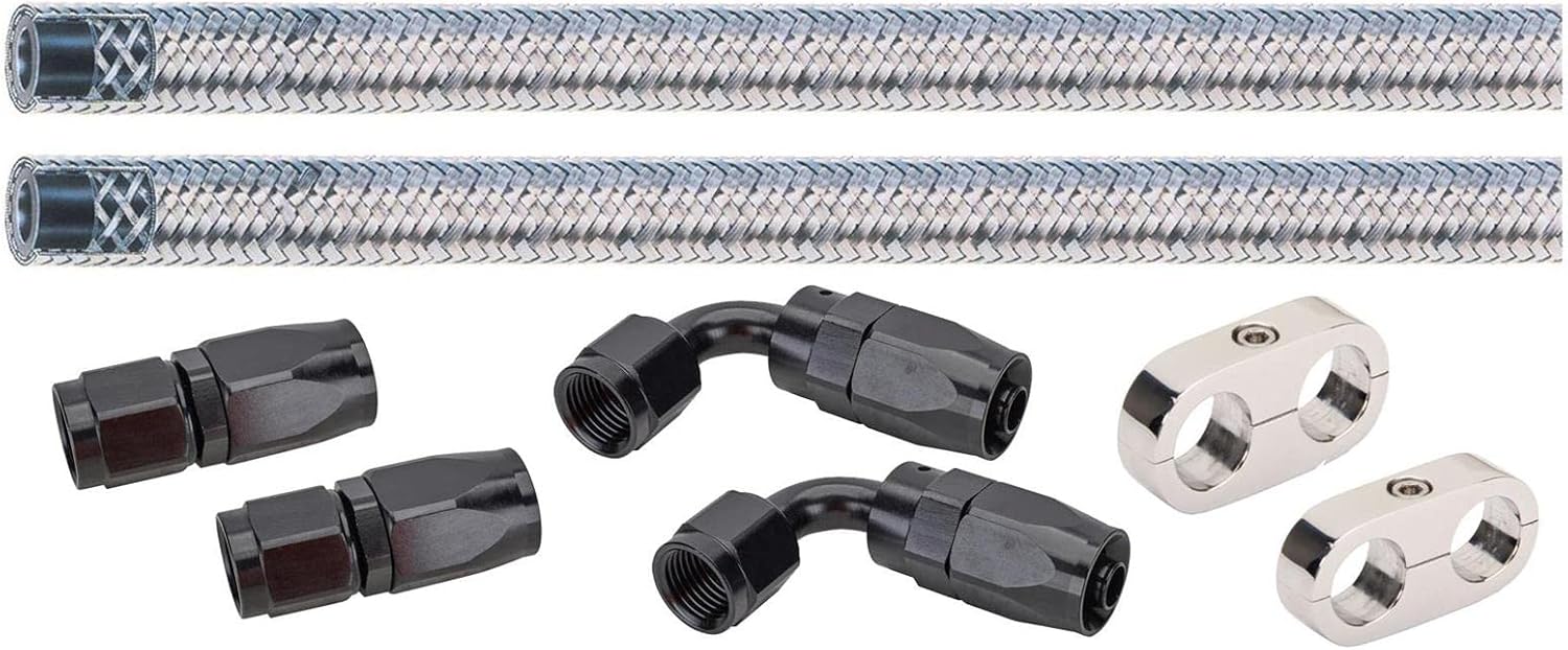 Braided Stainless -6AN Trans Oil Cooler Line Kit, 12 ft. Hose