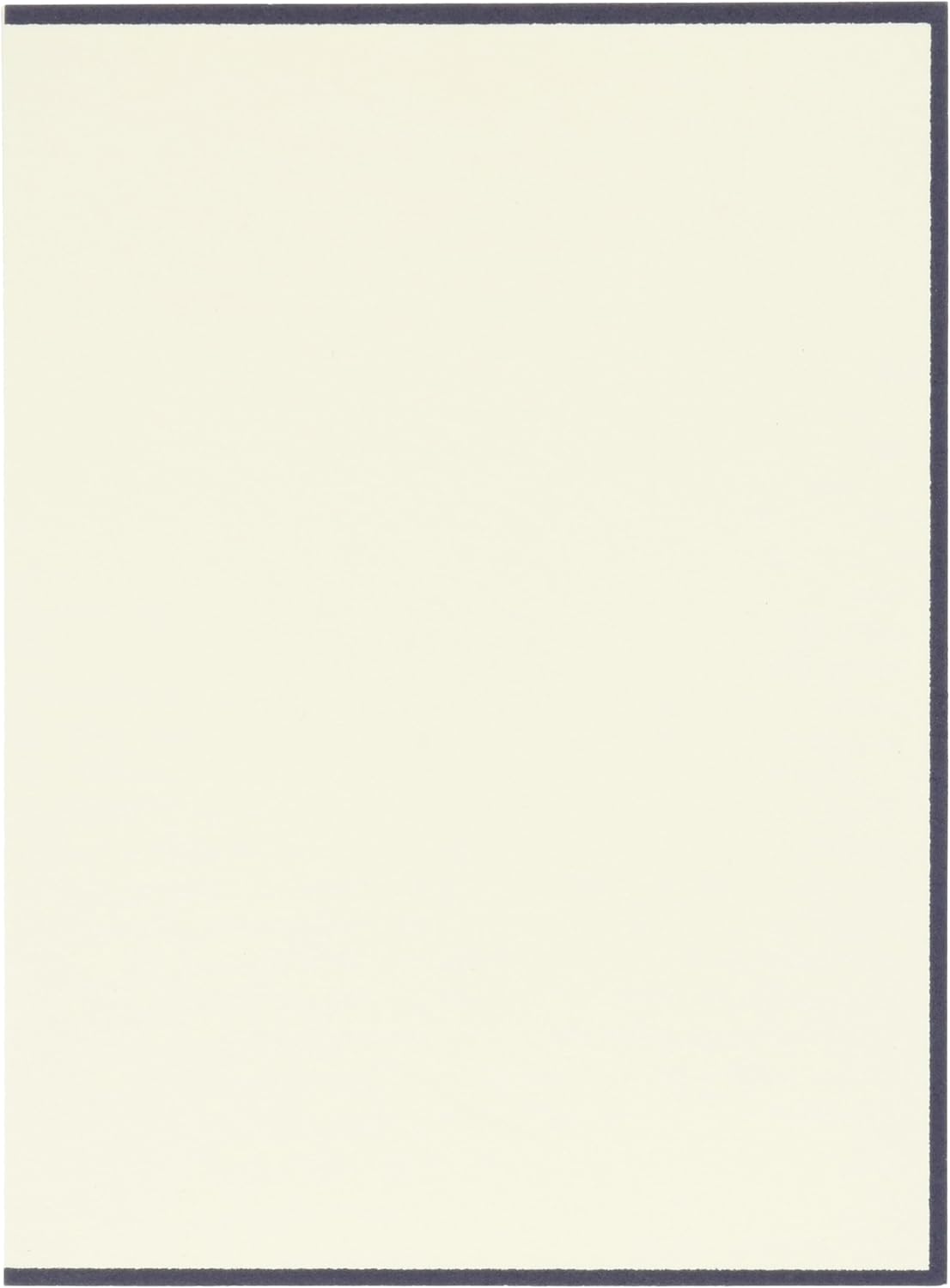 Crane & Co. Navy Bordered Fleur De Lis Ecruwhite Note (CF1429)