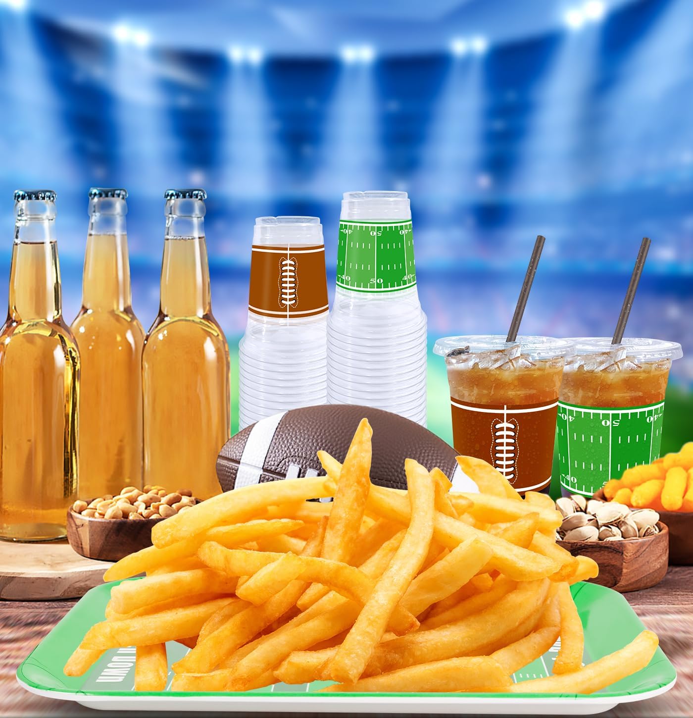 3 PCS Football Serving Trays 12.8 x 10 Inch Melamine Serving Platter Reusable Football Party Trays for Snacks Cookies Dessert Food Serving Dish Plates