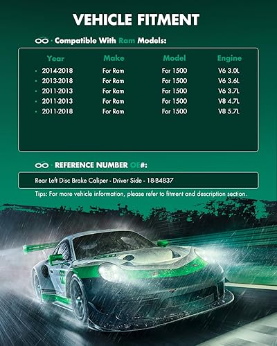 Miniatura 4 de SCITOO Pinza de freno trasera izquierda con soporte 18-B4837 compatible con Chrysler Aspen 2007-2009 para Dodge para Durango 2004-2009 para Dodge