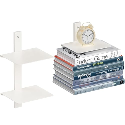 Floating Book Shelves for Wall, 2 Tier Invisible Floating Bookshelf,