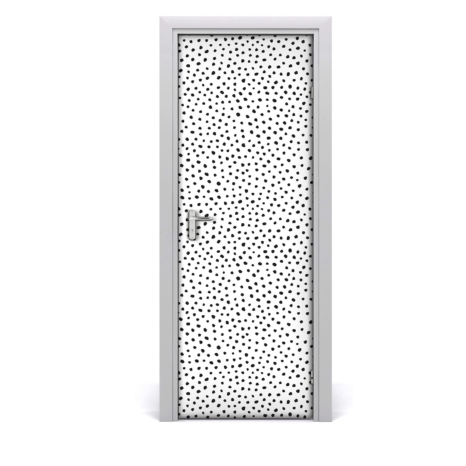 Papier peint sur la porte pour masquer les imperfections de vos boiseries