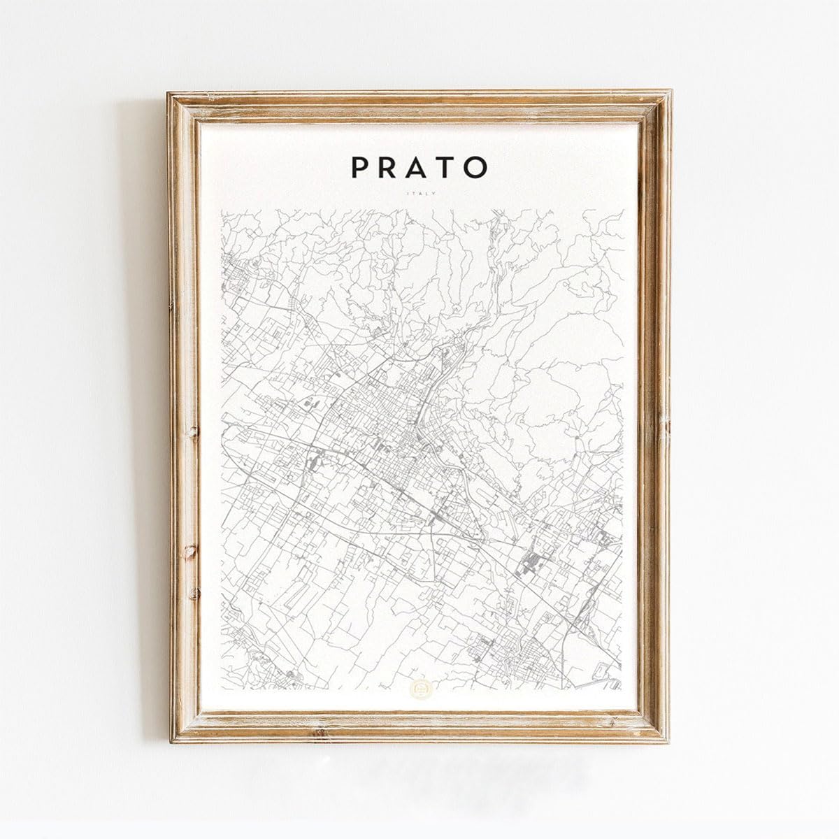 Modern Grey Poster of Prato Italy | 11x17 12x18 16x24 24x36 Unframed Mininal Wall Art | Minimalism Hometown City Traveler Print for Gift | Minimalist Home Office Decor