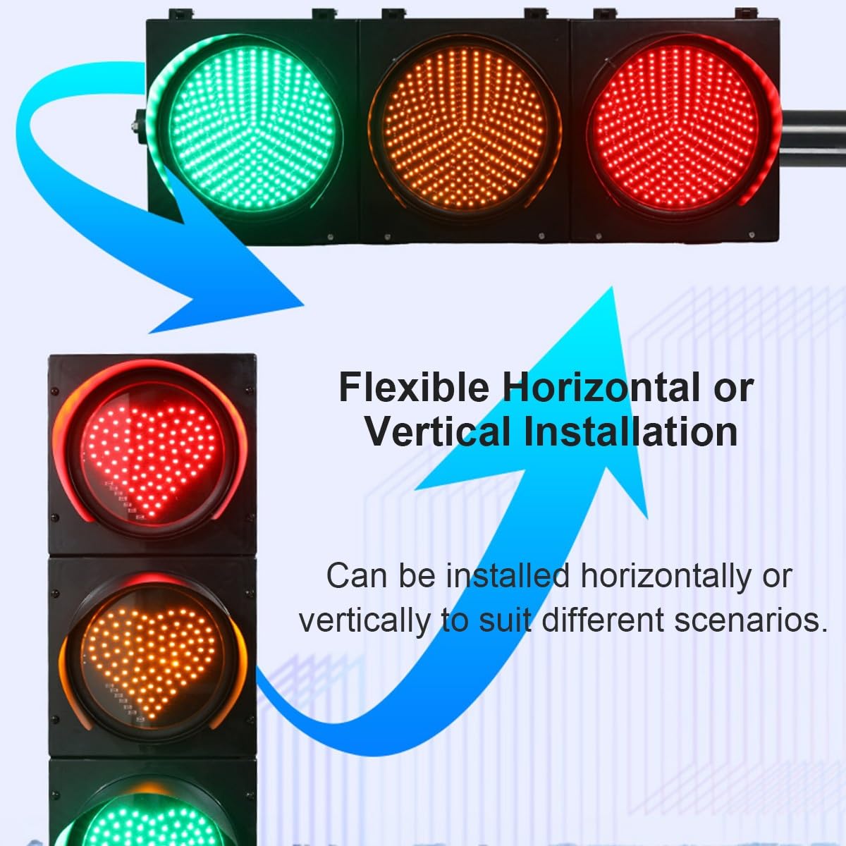 Semaforo LED rosso/verde/giallo, lampada stop a forma di cuore, indicatore traffico, strade, casello, corsia parcheggio, controllo a pulsante, forma elegante