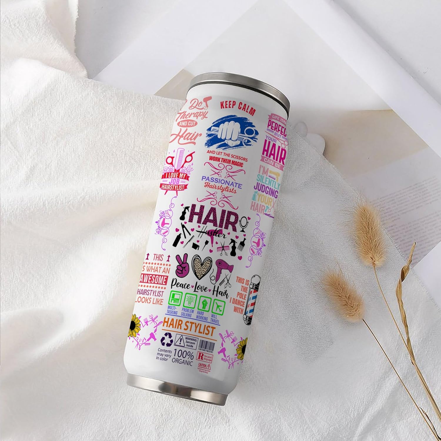 Hairstylist Tumbler For Women, Female, Her, Hairapist,Hair Stylist Gifts For Hairstylist, Hairstylist Tumbler Insulated Stainless Steel With Lid 17 Oz - Image 7