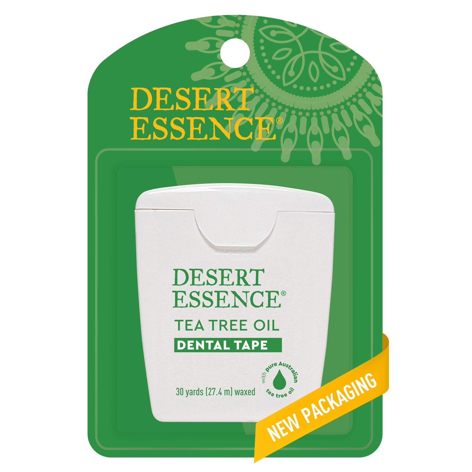 Nastro dentale con olio di tea tree desert Essence – 9,1 m – Confezione da 3 – naturalmente cerato con cera d’api – Filo interdentale spesso non sfilacciato – On the Go – rimuove residui di cibo – non testato su animali