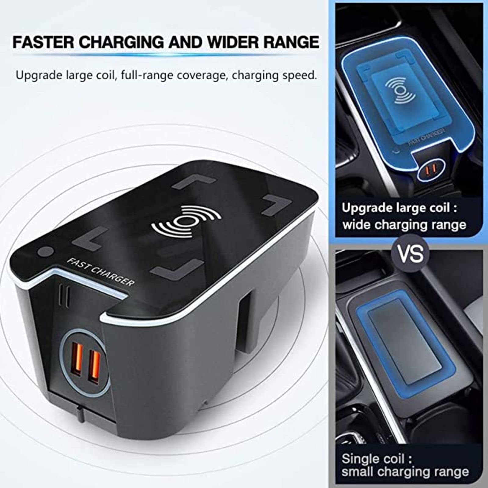 Caricabatterie Wireless Rapido Tappetino di Ricarica Wireless Veloce per Telefono da 15 W, per VO-L-VO XC90 2015-2020/XC60 2018-2020/S90 V90 2017-2020/V60 S60 2019 2020, Caricabatterie Wireless per C