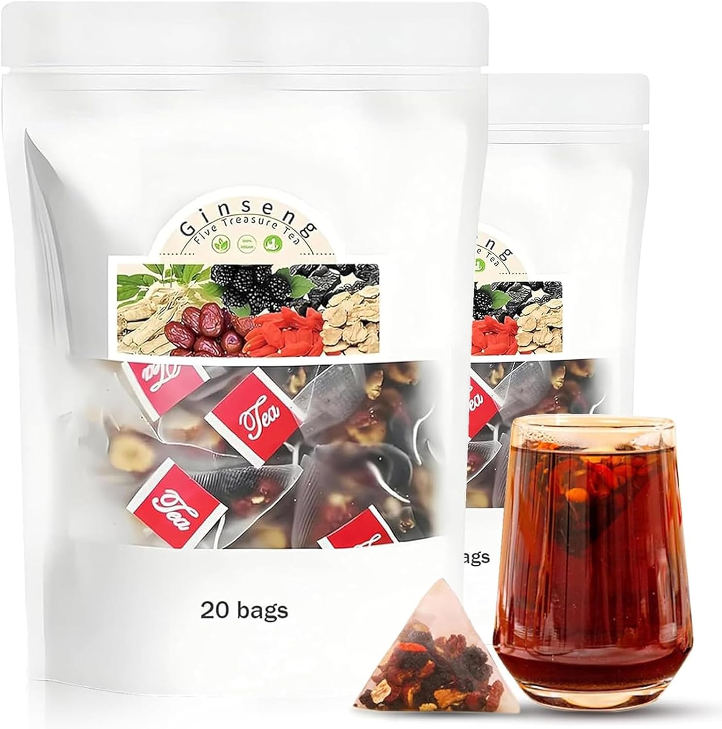 Kidney Tea Formula Ginseng Six Treasure Tea, Ginseng Six Treasure Kidney Formula Suitable for Both Men and Women (2 Box)