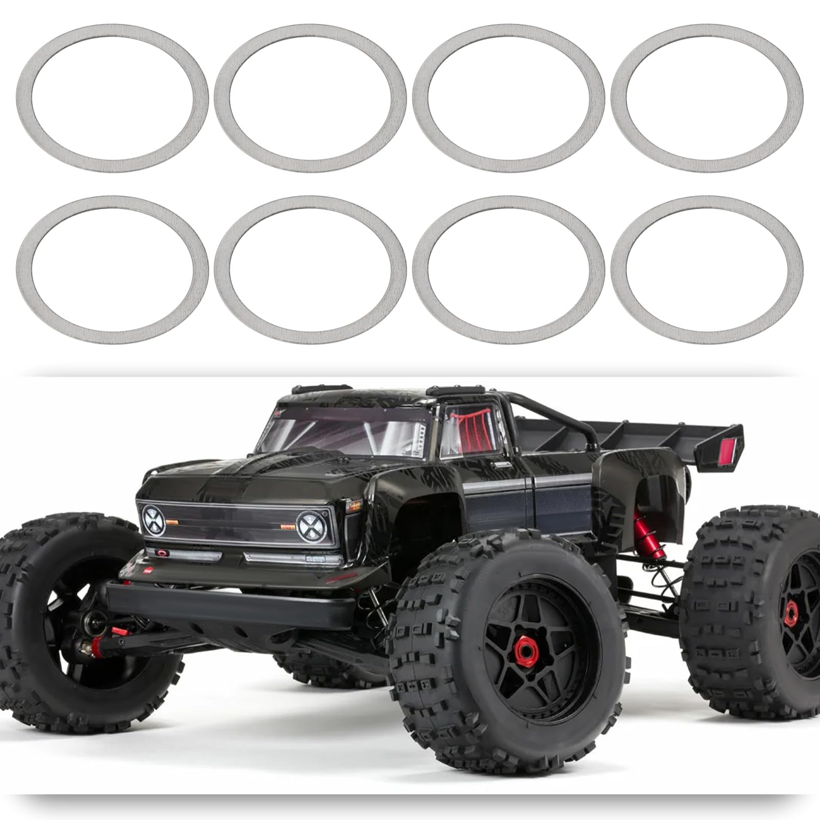 SG Store 8PCS RC Differential Shim Compatible with Armma 6s BLX Outer Diameter 16mm Inner Diameter 13mm Thickness 0.2mm RC Steel Diff Spacer RC Gear Spacer Shim Silver