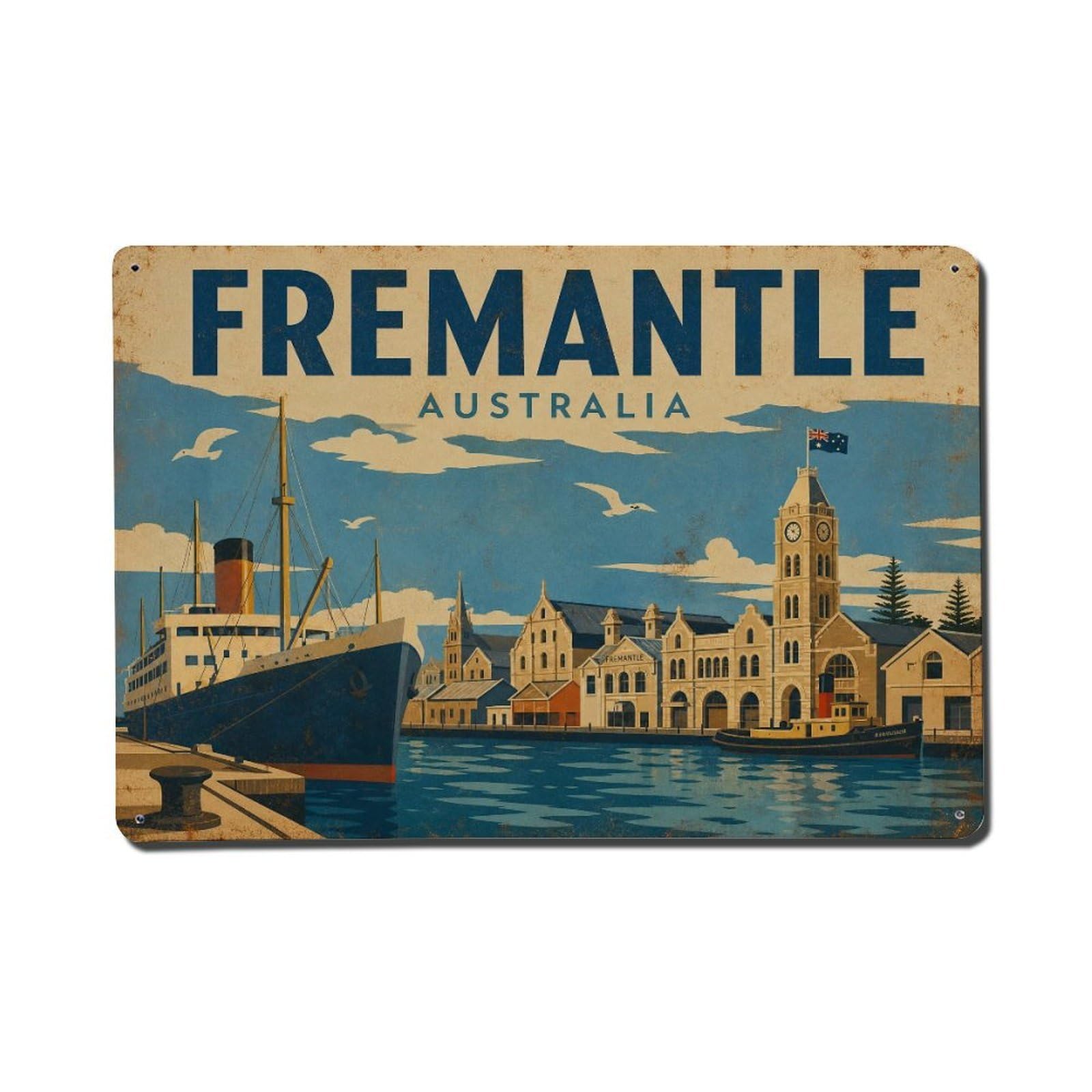Metal Tin Sign Retro Travel Australia Fremantle