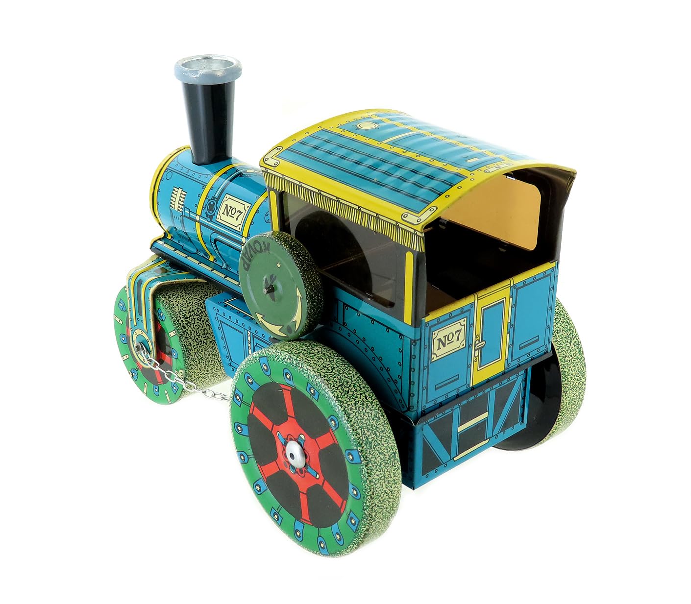 Giocattolo Meccanico di Metallo - Rullo compressore Meccanico di Latta cromolitografata - Oggetto da Collezione Vintage per Soli Adulti