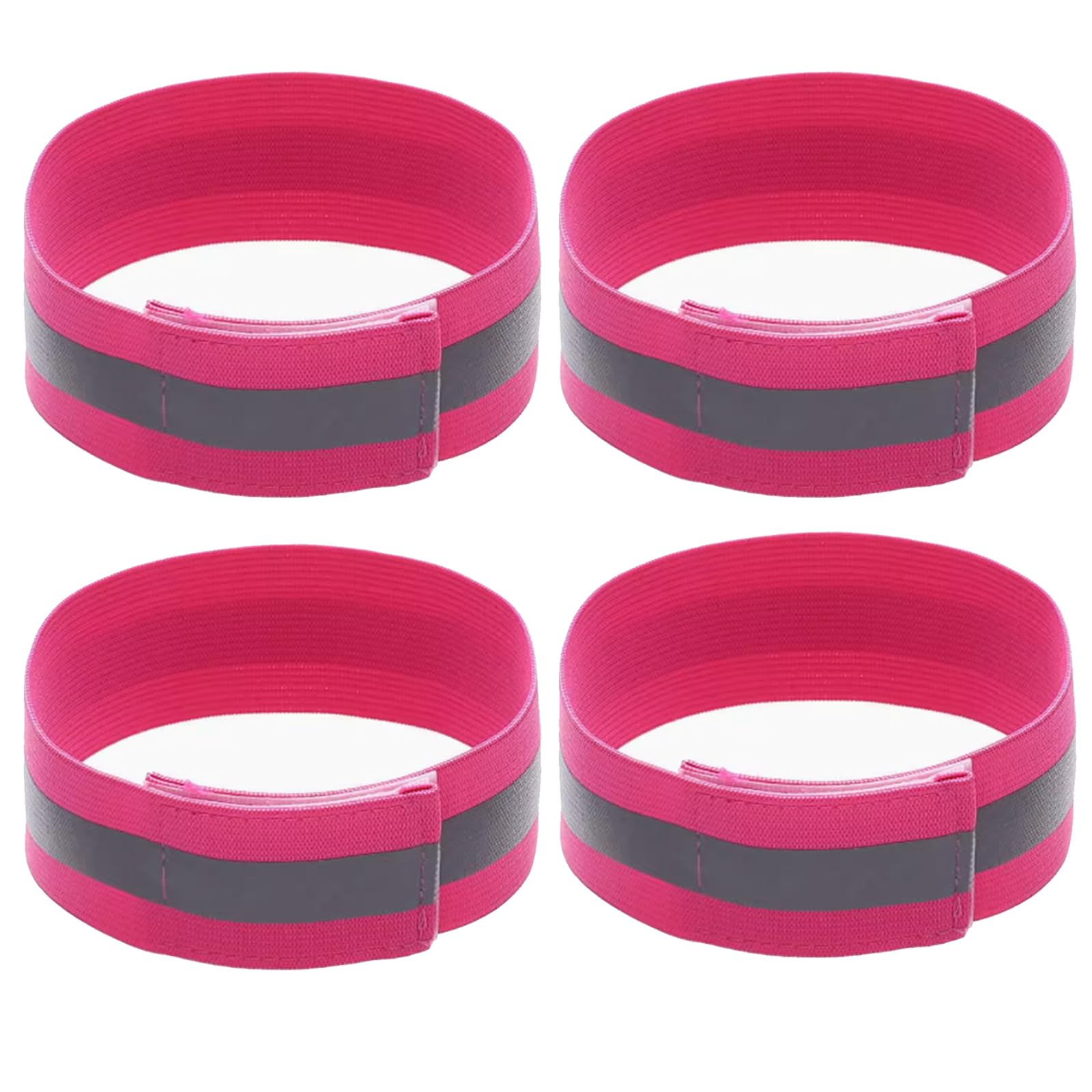 4 PCS Reflective Wrist Strap 4x1.5cm Running Safety Gear Reflective Wristbands High Visibility Bike Ankle Bands Reflector Armband Self-Adhesive Reflective Bands for Walking,Night Sports Pink