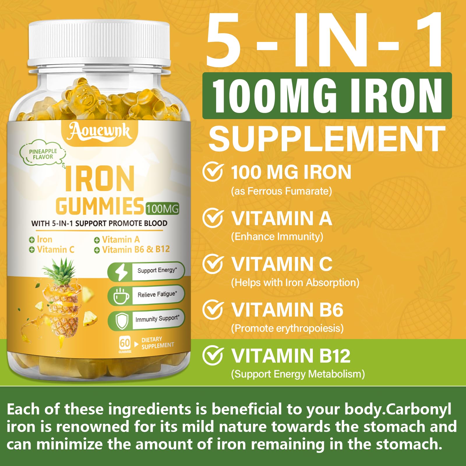 1 Pack 100MG Iron Supplement Gummies for Women & Men — Amazon image 3