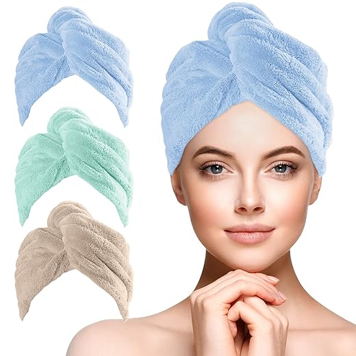 URAQT Hair Drying Towels Wrap – 3 Pack