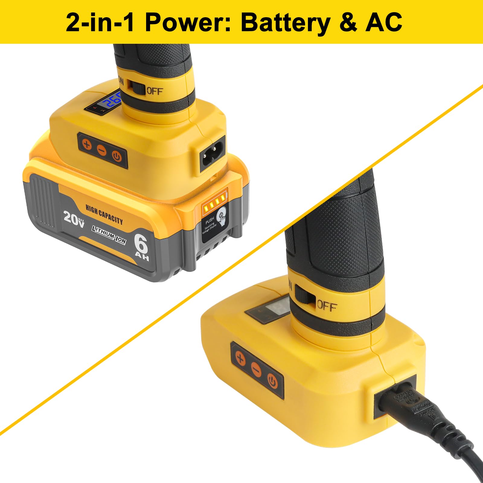 Pistola de pegamento caliente 2 en 1 inalámbrica y con cable compatible con batería Dewalt de 20 V, temperatura LED digital de 100 W, pistola de pegamento ajustable antigoteo de tamaño completo con 1