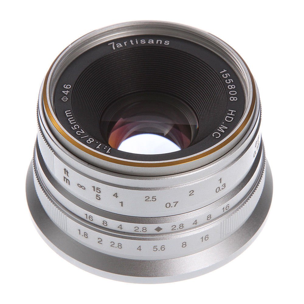 7 Artisans 25 mm f/1.8 mise au point manuelle MF objectif pour Fujifilm FX Mont X-pro2 T2 Argent