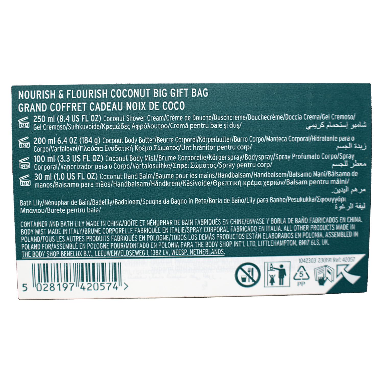 The Body Shop Coconut, Body Butter, Mist, Shower Cream, COCONUT CASE pcs Hand Balm Large Gift Set - Image 3
