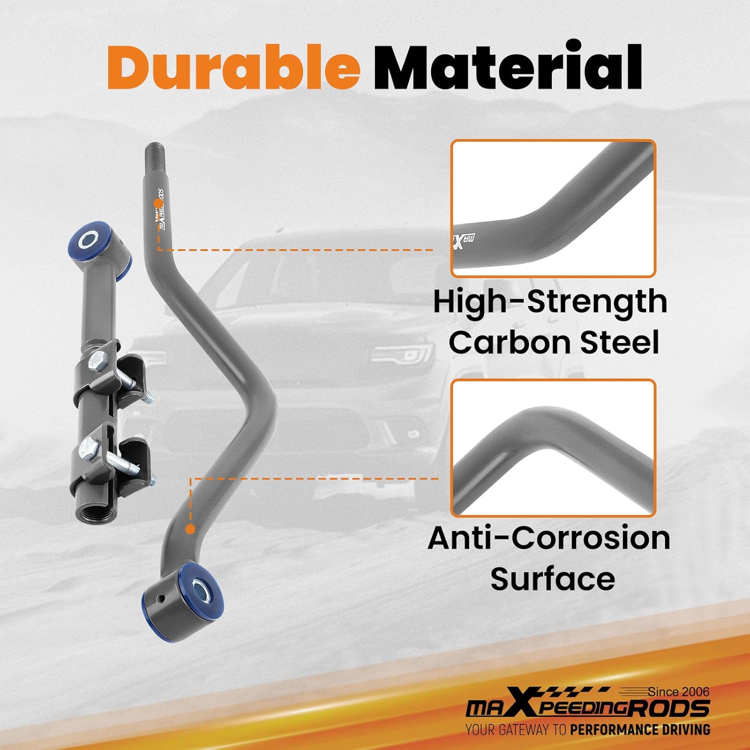 maXpeedingrods 2.5-6" Front Adjustable Track Bar for Jeep Wrangler JL/JT Gladiator 2018-2023 4WD with Grease Zerk Fittings