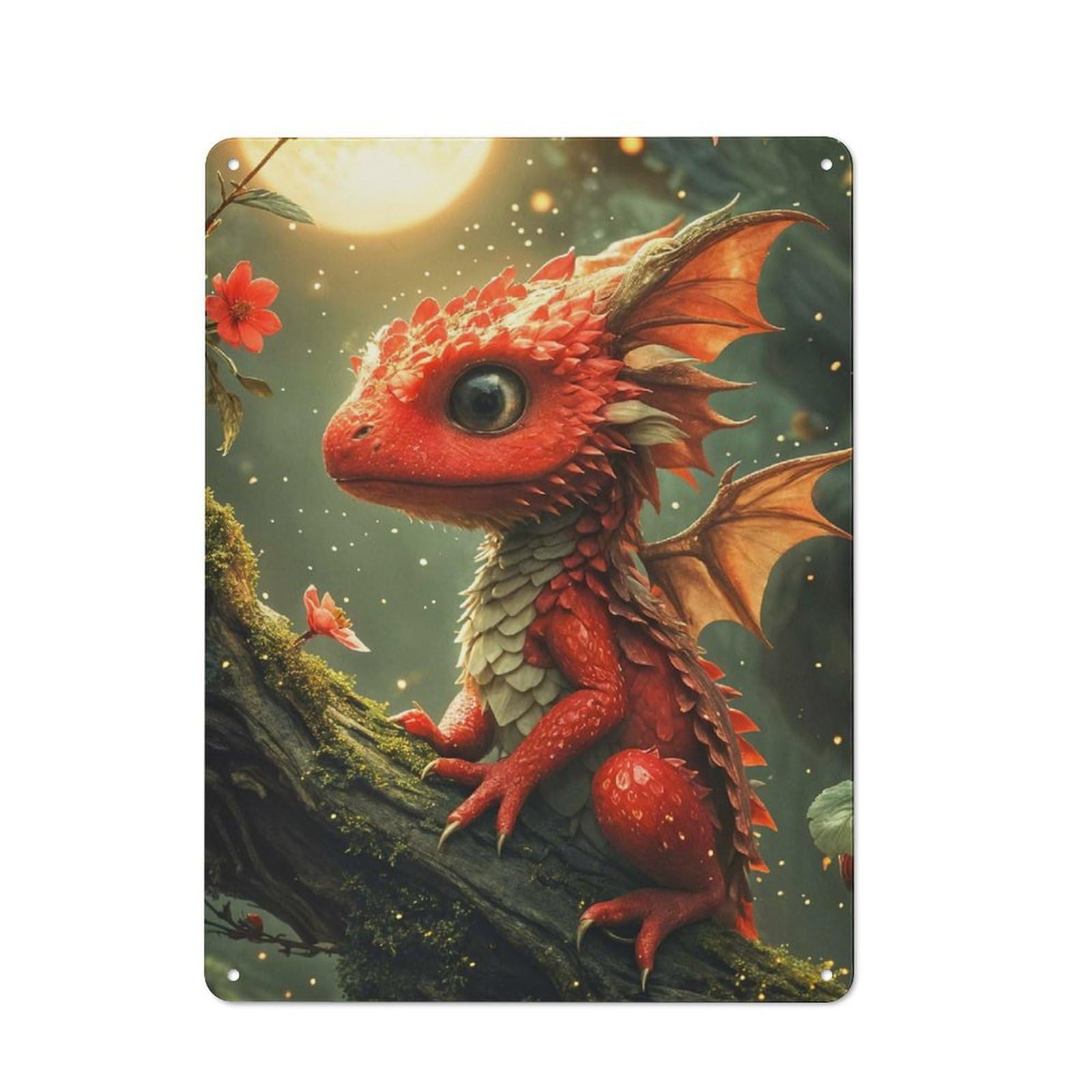 Junmoney Dragon Baby Decorative Metal Wall Decor 40X30cm, Vintage Metal Sign For Hallway, Home Bar, Garage Or Study