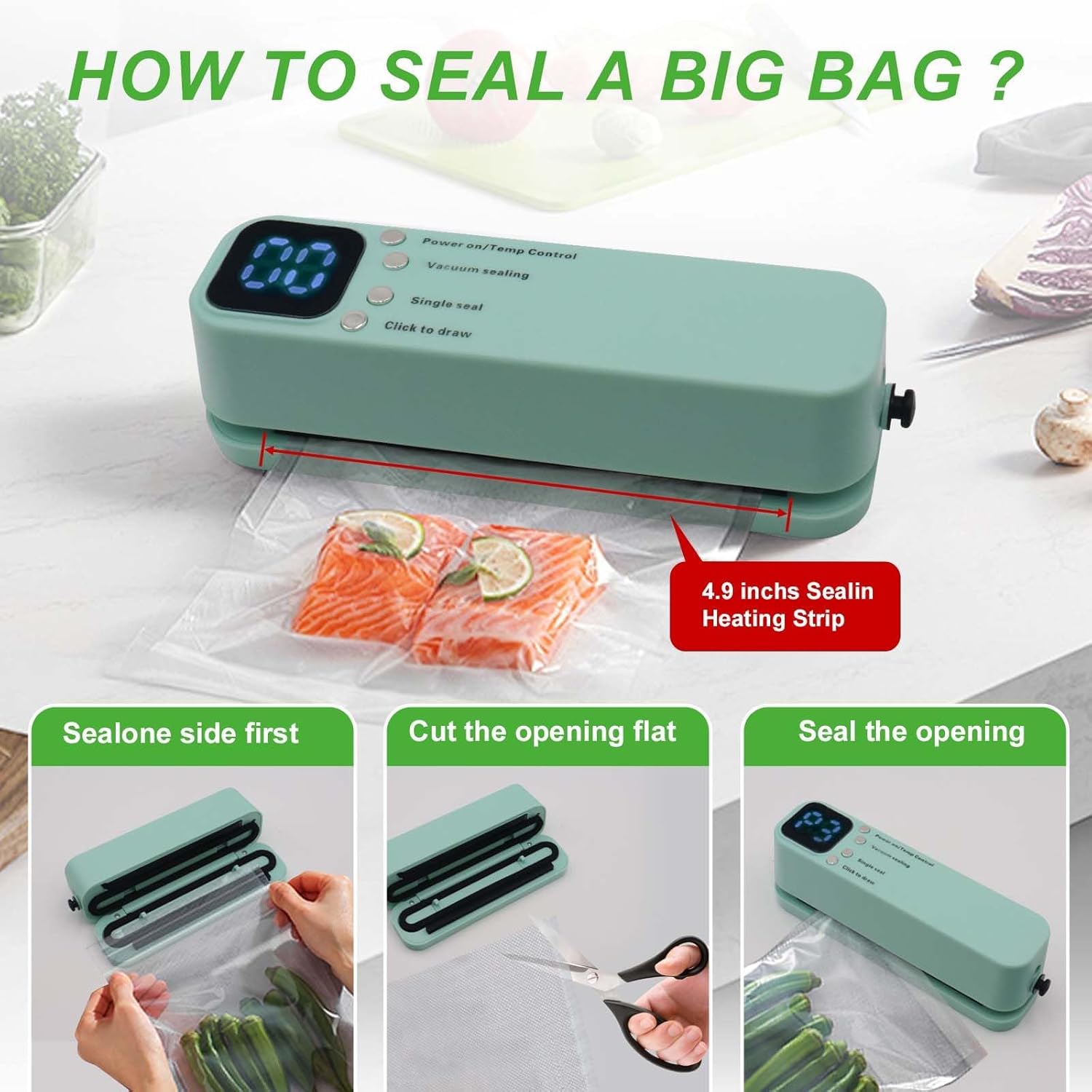 Cordless Rechargeable Vacuum Sealer Machine, with Digital Disp... - view 5