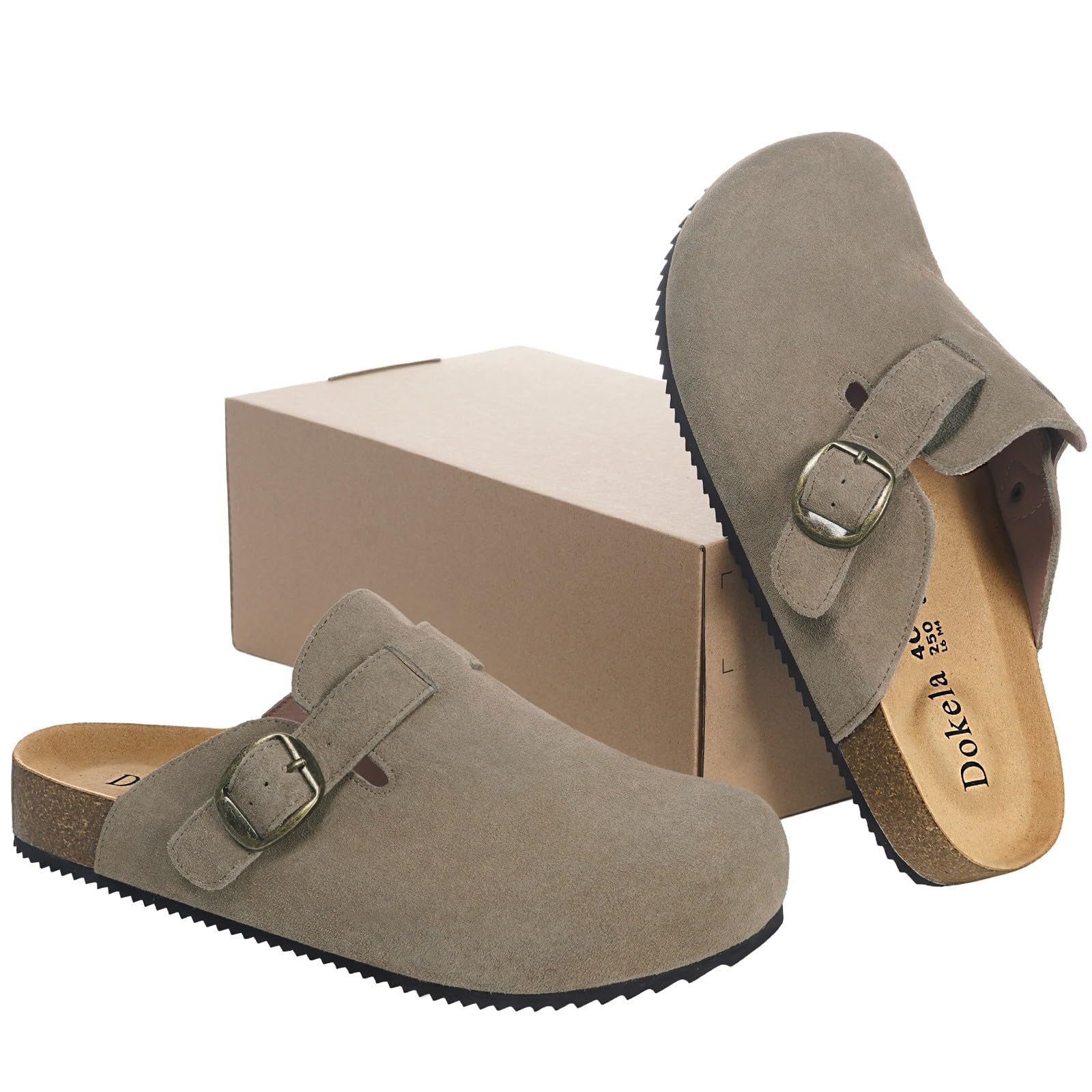 Zuecos y Mules Hombre Mujer Zapatillas Casa Cómodas Pantuflas de Piel con Plantilla de Corcho Zapatos Antideslizante
