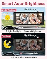 Vista 3 de Rohent Cámara dual para automóvil de bebé para 2 niños: pantalla dividida HD de 6.9 pulgadas con brillo automático Cámara de asiento trasero