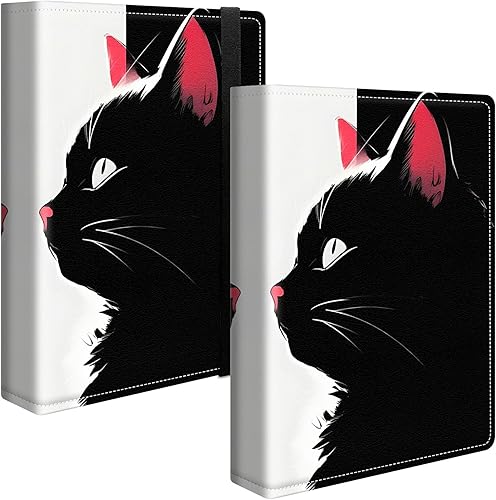 Álbum de fotos de gato negro de 5 x 7 pulgadas, 120 bolsillos con banda elástica fuerte, carpeta protectora de hojas pequeñas para fotos, álbum para