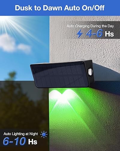 Miniatura 4 de Luces solares que cambian de color para valla al aire libre, impermeables, para pared, cubierta, patio, riel, escalera, patio, piscina con 8 modos