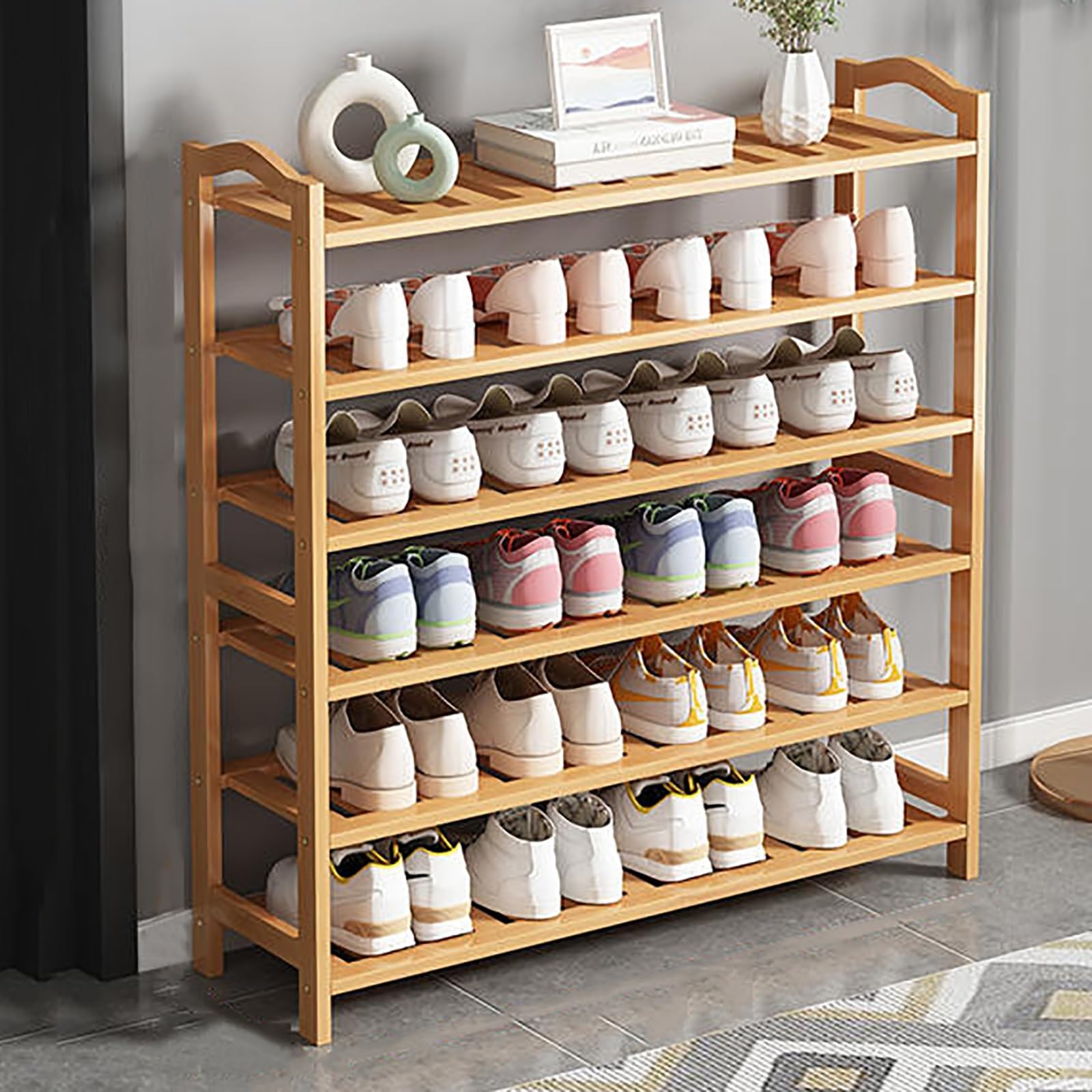 Support de rangement chaussures en bambou au design moderne et durable