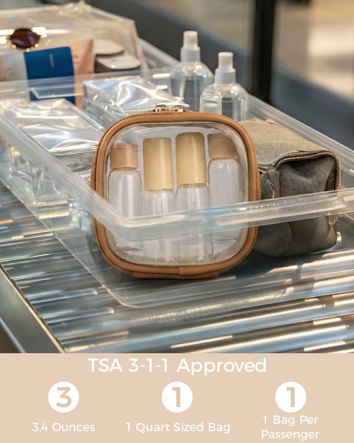 Travel Makeup Bag Organizer with TSA Approved Clear Pouch, Large Capacity Cosmetic Case with 180° Wide Open Design, Portable Toiletry Bag with Dividers for Brushes & Toiletries - Image 3