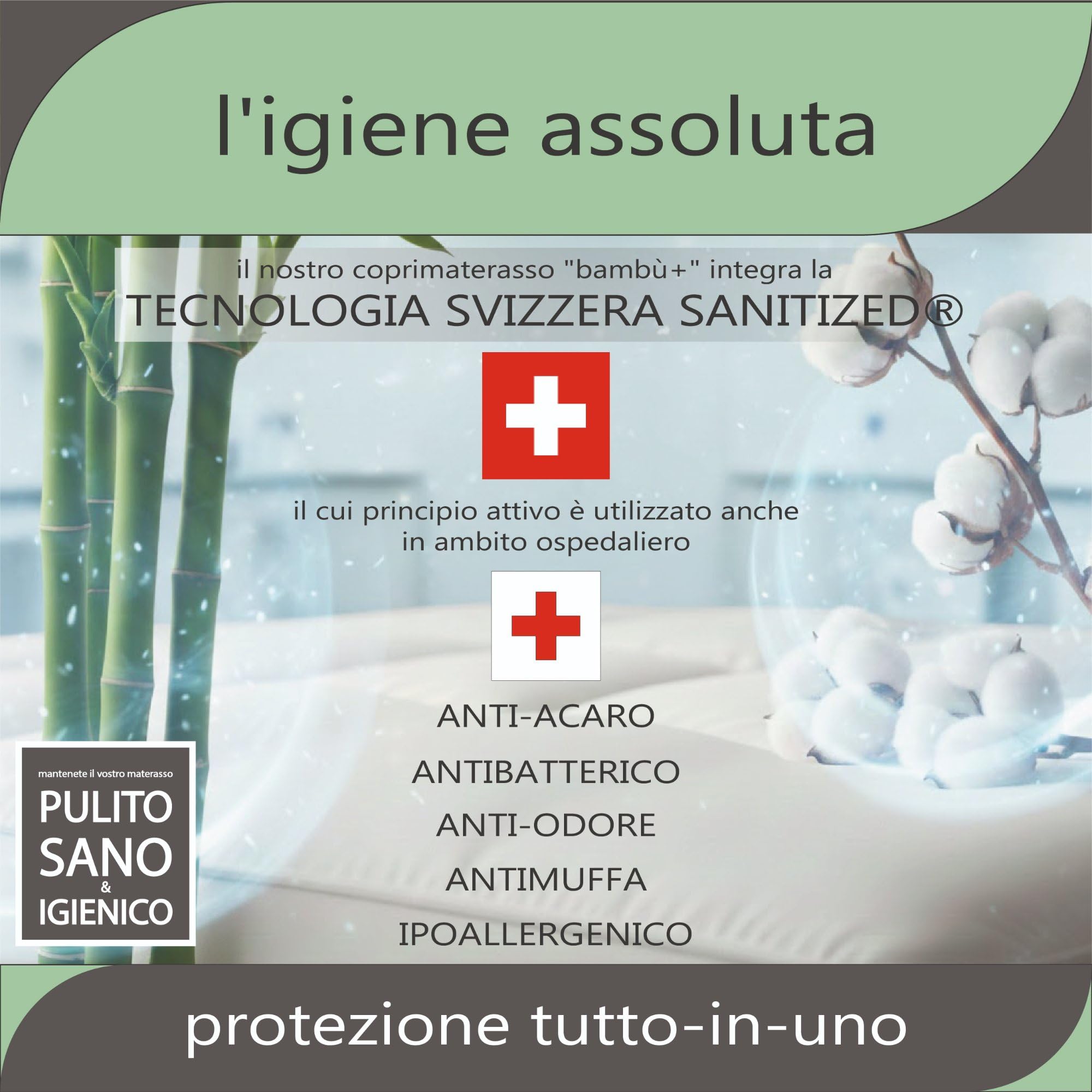 Twillie Coprimaterasso 160 x 200 Bambù – Qualità Premium – Impermeabile e Traspirante – Con Cotone Naturale, Trattamento Svizzero Sanitized® Anti-Acari Antibatterico Anti-Odore – Made in UE