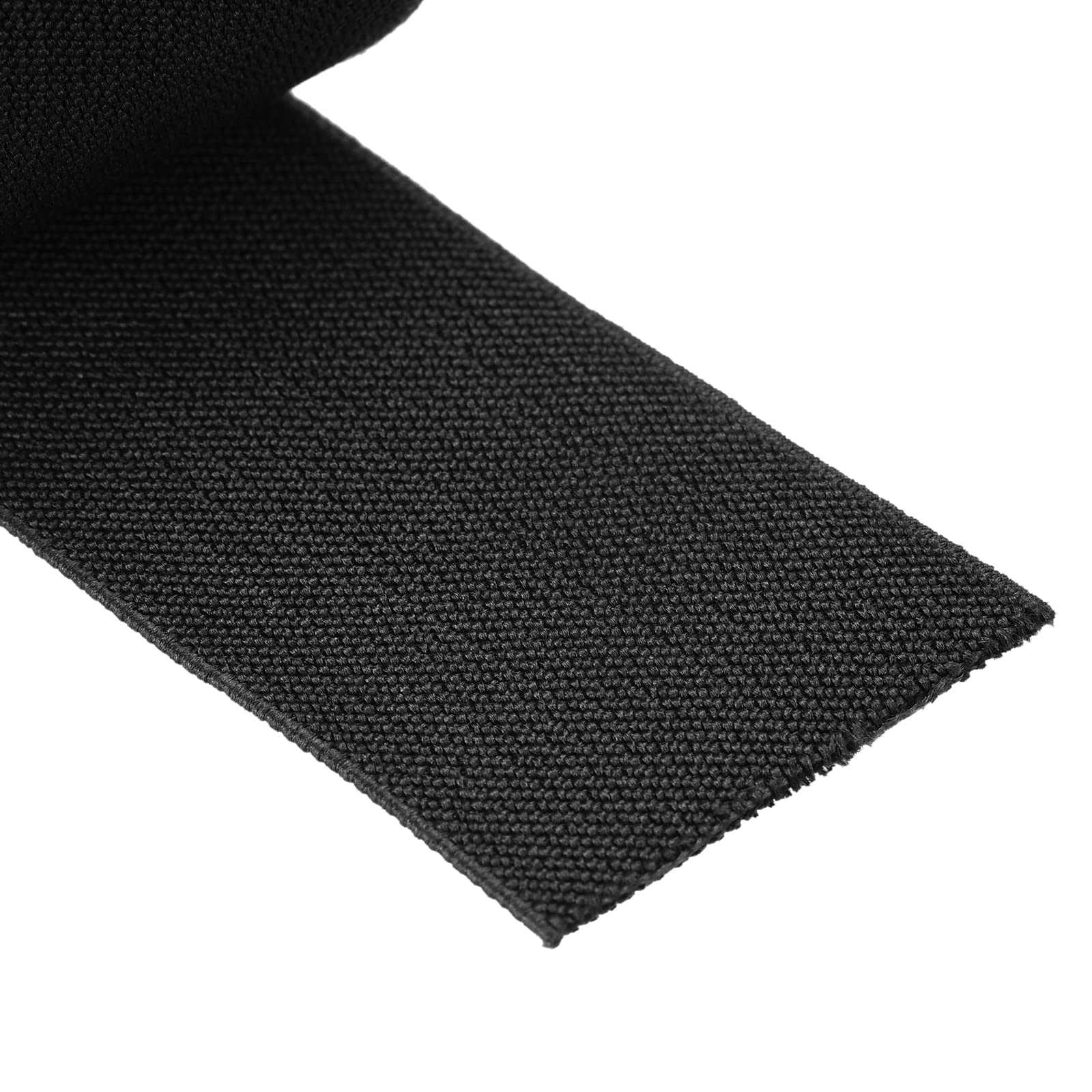 MECCANIXITY Banda elástica de sarga de doble cara, 2 pulgadas, plana, 4 yardas, 1 rollo, cinta elástica plana, color negro para costura, cintura