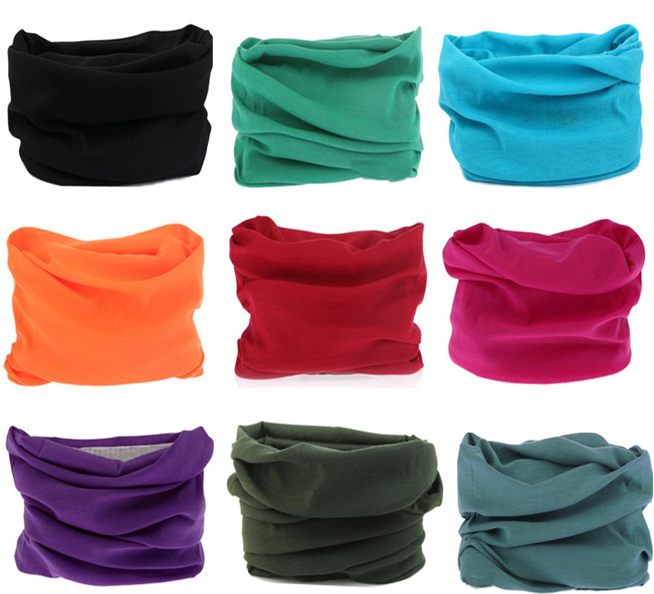 9PCS Outdoor Headscarves, Womens and Mens Headband Headwear (9 Solid Color (H))-image-6