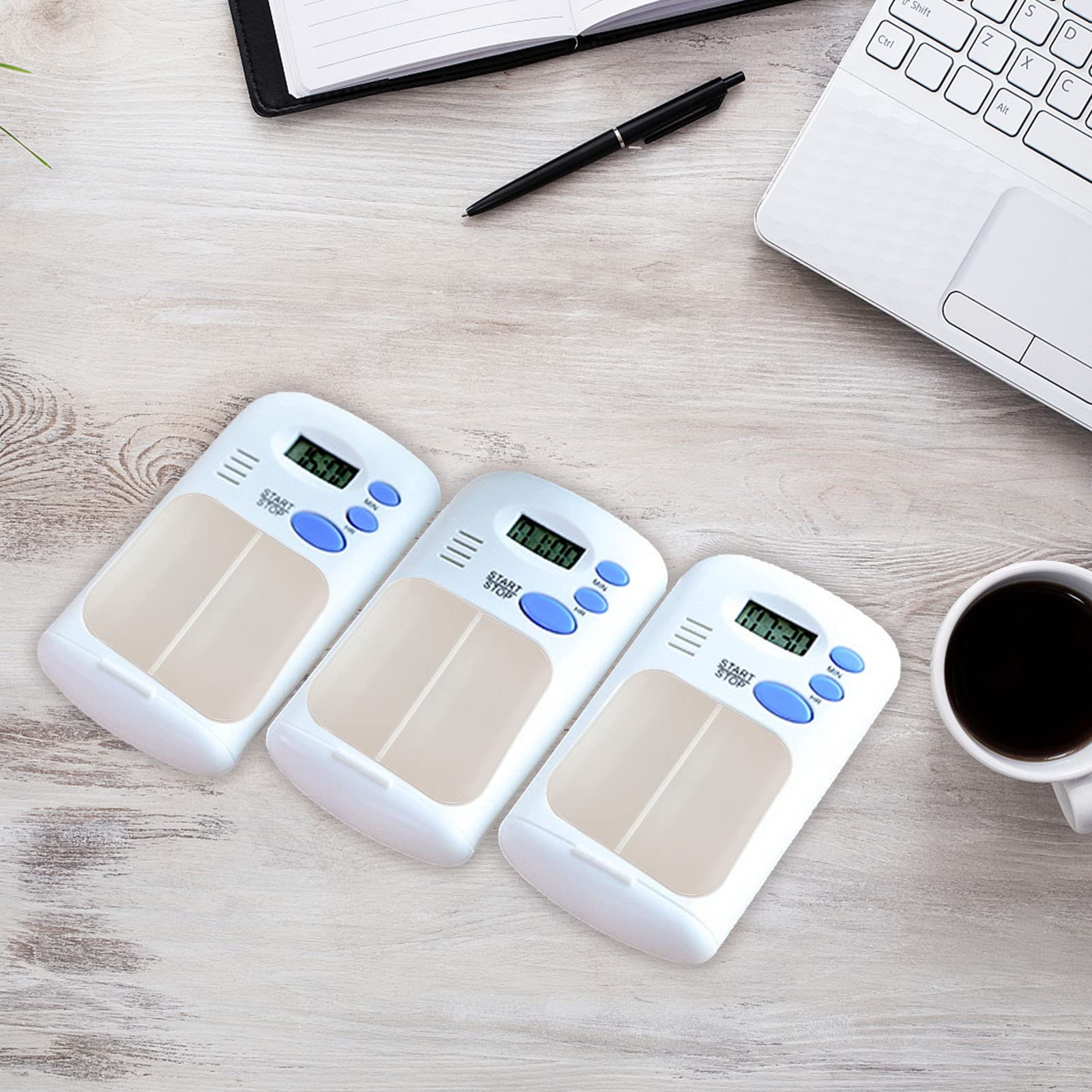Organizer per pillole con promemoria allarme, dispenser di farmaci promemoria pillole, scatola per pillole a doppia camera con allarme porta carte trasparente 0,7 LCD per anziani