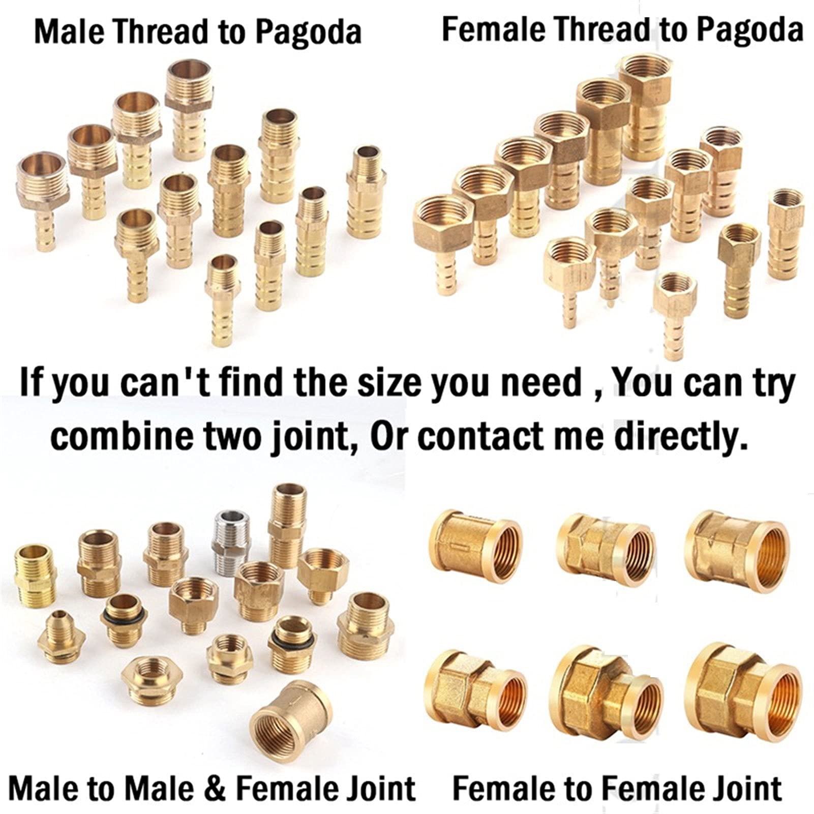 Mdingbao-Raccordo tubo ottone Raccordi per tubi in ottone Thread maschio Giunto di rame Giunto di rame 4/6 ~ 50mm Tubo flessibile a 1/8 "~ 2" BSP BSP MASCHIO CONNSUCCIO GASUFO GASHE GOUNCIATO, 2PCS, C
