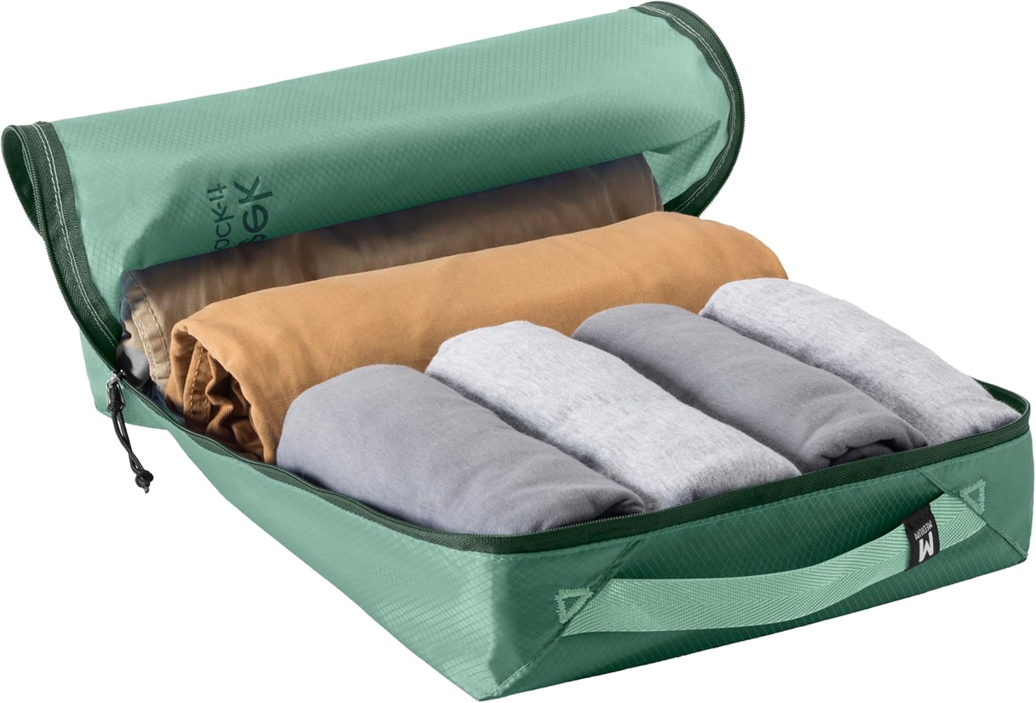 Eagle Creek Pack-It Isolate Cube - Lightweight Clothes Packing Cube for Maximizing Luggage Space - Angled Zippered Opening - Convenient Top Handle - Water-Resistant - Medium - Willow Green