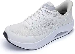 Sapatos masculinos com bico largo | Tênis de caminhada com suporte de arco | Sapatos ortopédicos para joanetes, fascite plantar, ficar em pé o dia todo, Cinza branco - B, 10.5 Wide