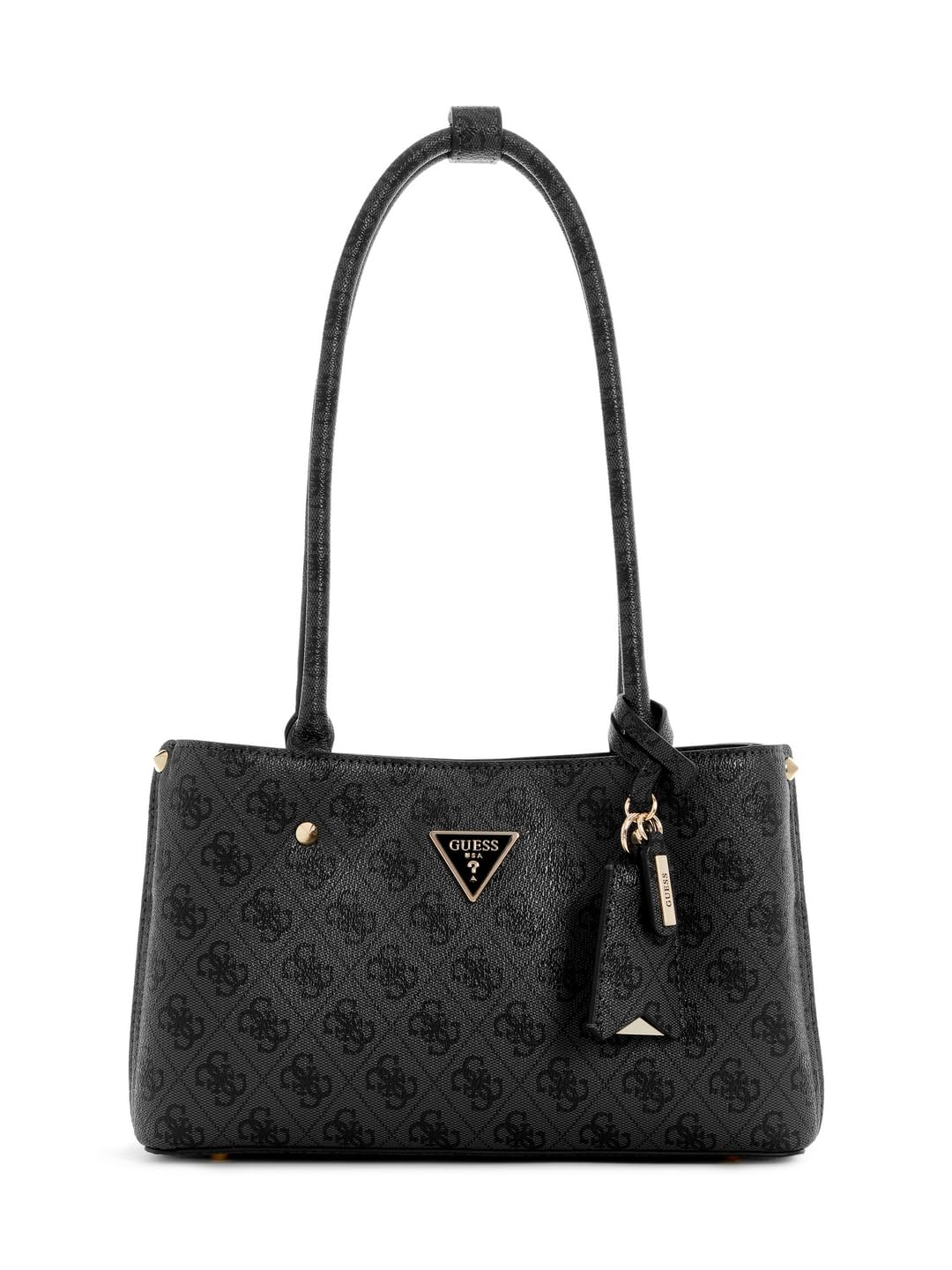 GUESS Meridian II Shoulder Satchel Bag Coal Logo