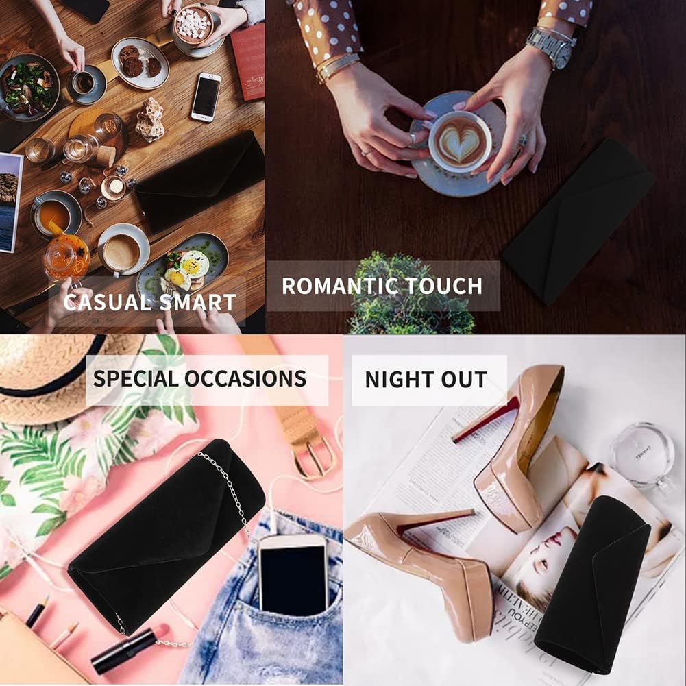 Clutch Purses Evening Bag for Women Party Prom Black-Tie Events Velvet Handbag Shoulder Cross Body Bag With Detachable Chain - Image 7